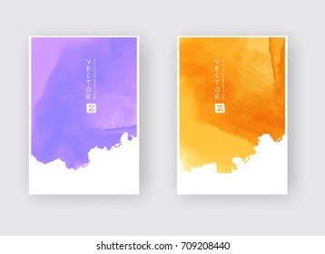 Watercolor color design banners set. Vector illustration