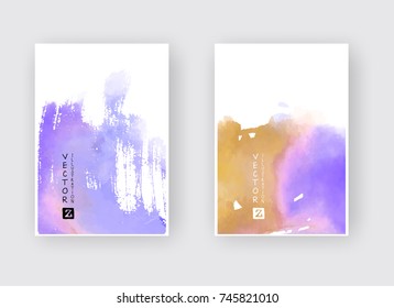 Watercolor color design banners set. Vector illustration