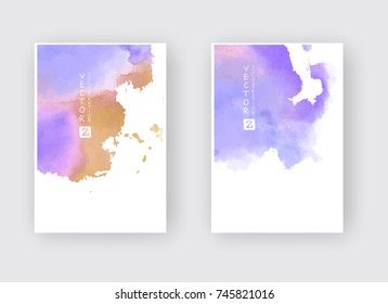 Watercolor color design banners set. Vector illustration