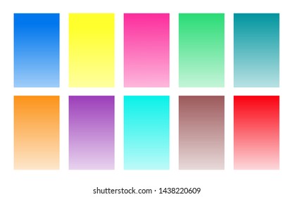 Watercolor color gradient background set. Colorful swatches for design of banner, poster, flyer, presentation, mobile apps and smartphone screen. Vector illustration 