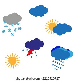 Nubes color agua iluminan el sol. Colección en la nube. Ilustración vectorial. Imagen de archivo. 