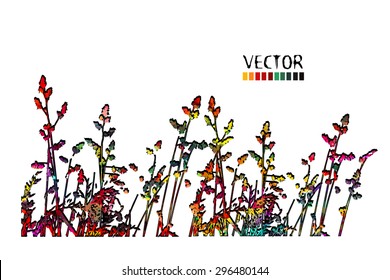 Watercolor colored grass. Vector