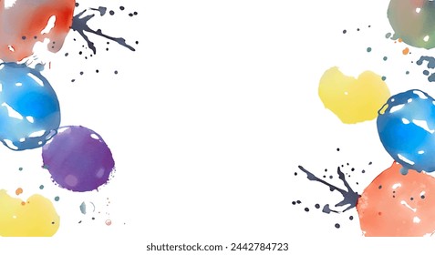 Watercolor colored ovals and circles, blots. Abstract background.  Vector graphics