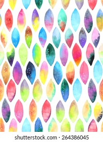 Watercolor colorful abstract background. Seamless pattern of paint splash watercolor drops over white, VECTOR