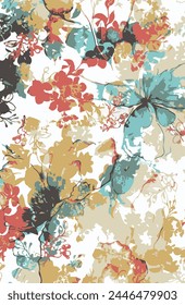 Watercolor colorful abstract floral print pattern