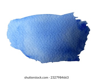 Watercolor colorful abstract shape hand drawn isolated splash on white background. Aquarelle blue color paper texture bright art element