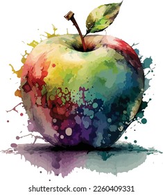 vector de manzana colorida de color de agua