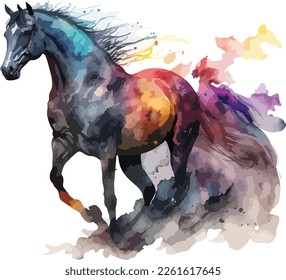 Watercolor Colorful Arabian Horse Vector Design