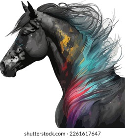 Watercolor Colorful Arabian Horse Vector Design