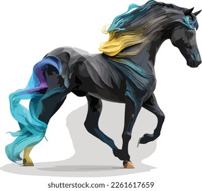 Watercolor Colorful Arabian Horse Vector Design