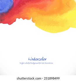 Watercolor colorful background on white for text decoration