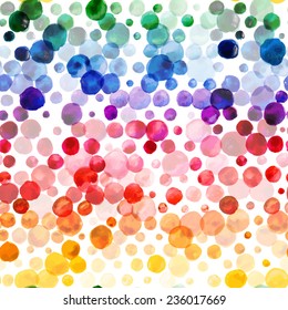 Watercolor colorful bubbles. Circles seamless pattern. Hand painted round shapes abstract background. Vector  illustration. 