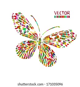 watercolor colorful butterflies. Vector