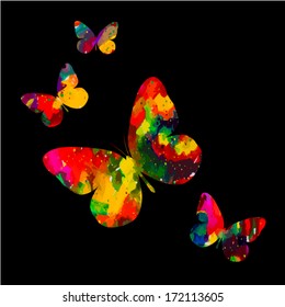 watercolor colorful butterflies. Vector