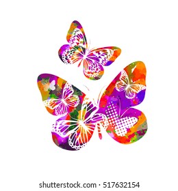 watercolor colorful butterflies. Vector