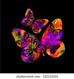 watercolor colorful butterflies. Vector