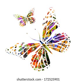 watercolor colorful butterflies.Vector
