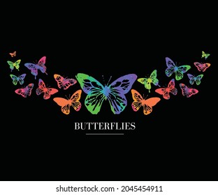 Watercolor colorful butterfly artwork for t shirt . Butterfly graphic print design for anything.
