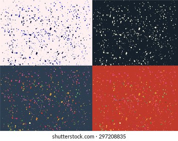 Watercolor colorful dots collection. Vector illustration. Green, dark blue and black background. 