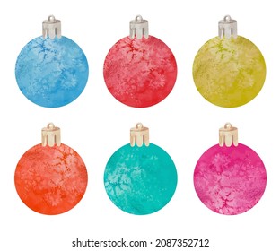 Watercolor colorful and festive Christmas ball decoration