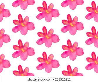 Watercolor colorful hand drawn isolated flowers seamless vector pattern. Wet brush paint floral abstract illustration. Nature spring wallpaper. Artistic design card for print, fabric, template, card