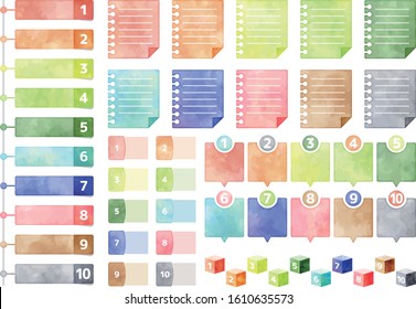 watercolor colorful infographic elements set