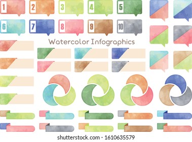 Watercolor Colorful Infographic Elements Set