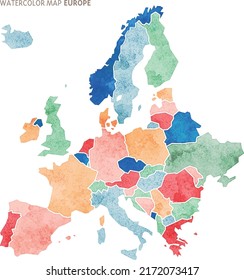 Mapa colorido de las acuarelas de Europa