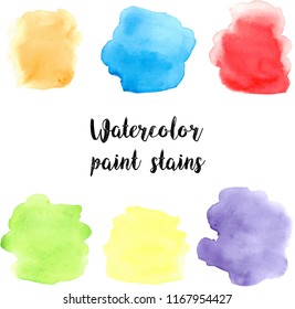 Watercolor colorful paint stains