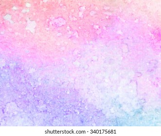 Watercolor colorful pink violet blue orange stylized drops hand drawn vector banner. Wet brush painted paper texture abstract magic illustration. Design element for cover, template, decoration, web