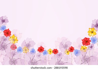 Watercolor Colorful Poppies background