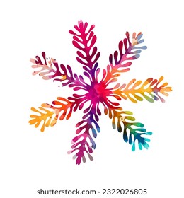 watercolor colorful snowflake. Vector illustration