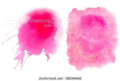 Watercolor colorful spots on a white background.
