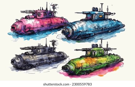 colorido color de agua Submarino sobre pintura Resumen de fondo.ai ilustración