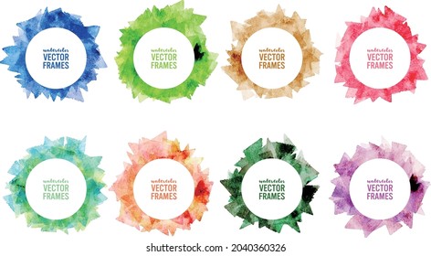 watercolor colorful vector frame set