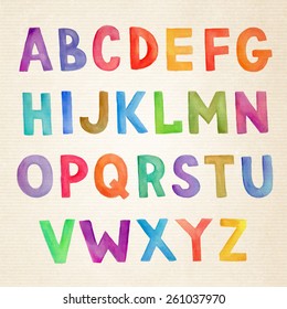 Watercolor Colorful Vector Handwritten Alphabet