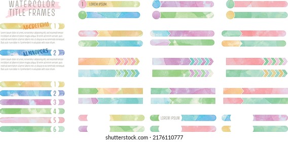 watercolor colorful vector line frame set