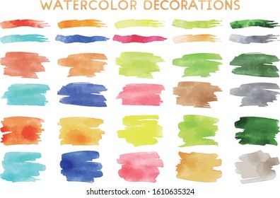 watercolor colorful vector stroke set