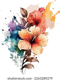 Watercolor colorful yellow frower vector