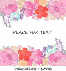 Watercolor colors flower background. Spring nature design with floral branches. Abstract illustration vector card. 