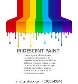 Watercolor in colors of the rainbow from the spreading paint stream.