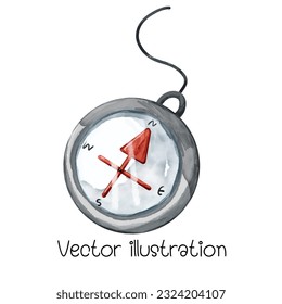 watercolor compass, navigation vector illustration