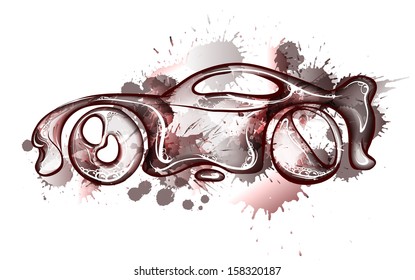 Watercolor concept car. Own design.