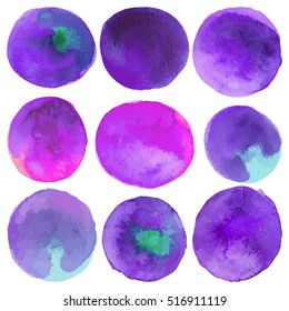 Watercolor confetti dots pattern. Seamless texture with pink, purple dots on white background