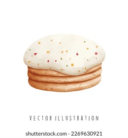 Watercolor cookies, breaskfast. Vector illustration