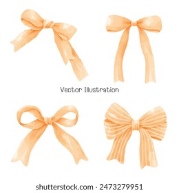 Watercolor Coquette Orang Ribbon,Vector Illustration