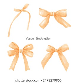 Watercolor Coquette Orang Ribbon,Vector Illustration