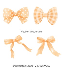 Watercolor Coquette Orang Ribbon,Vector Illustration