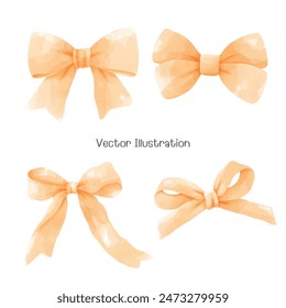 Watercolor Coquette Orang Ribbon,Vector Illustration