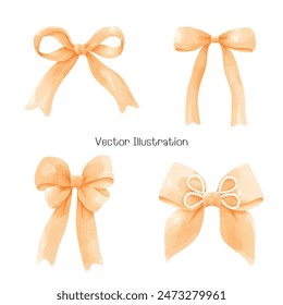 Watercolor Coquette Orang Ribbon,Vector Illustration